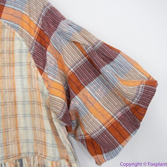 NEW Free People Moon Bay‎ Mixed Plaid Top shirt, XS - Picture 8 of 16
